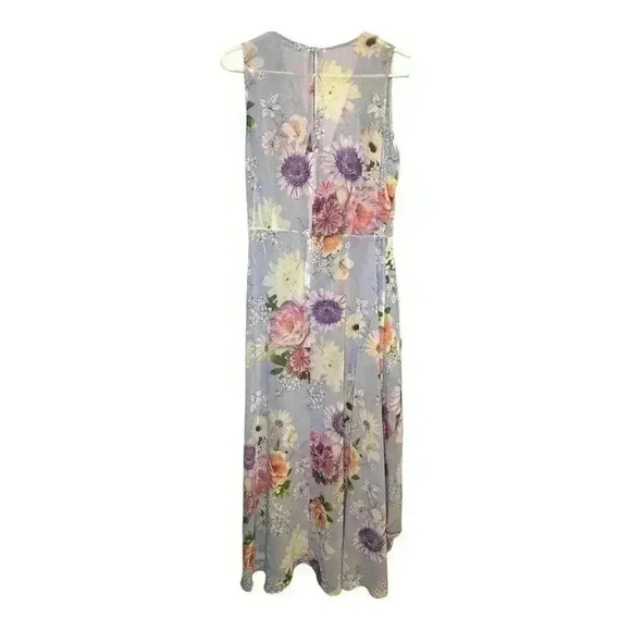 Calvin Klein Lavender Chiffon Floral Faux Wrap Dress, Size 6 (approximate) - Picture 4 of 7